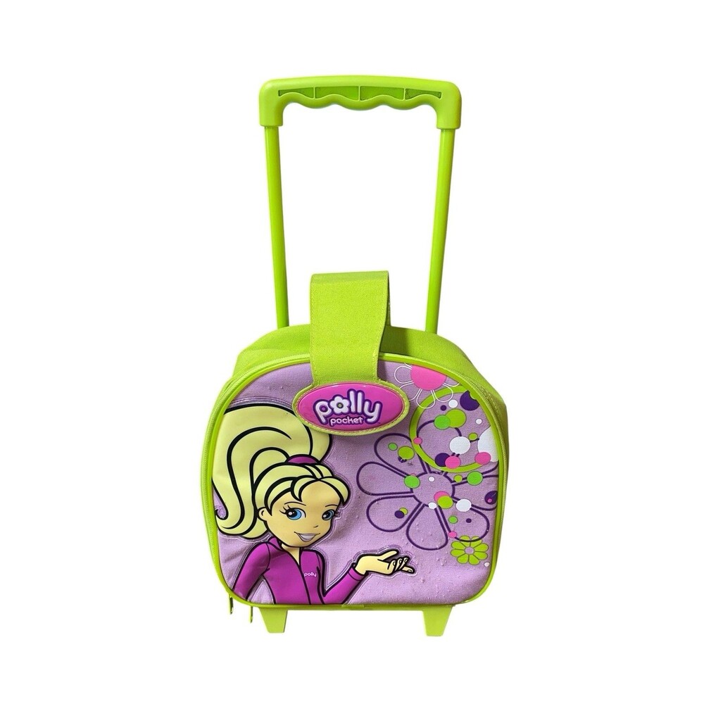 Vintage Polly Pocket Rolling Suitcase Doll Carrying Case Storage Bag Mattel 2006